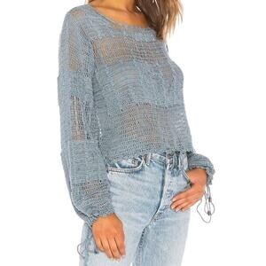 NWT Tularosa Willow Pullover Crochet Open Knit Blue Sage Sweater Small